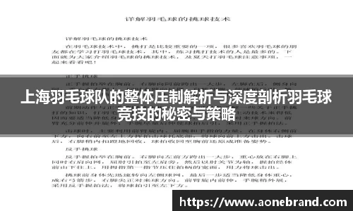 上海羽毛球队的整体压制解析与深度剖析羽毛球竞技的秘密与策略